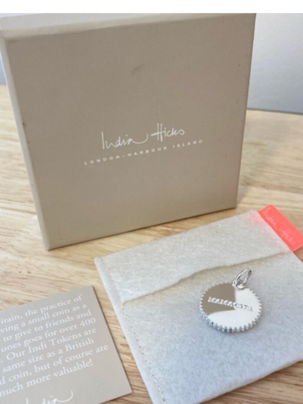 India Hicks Mamacita Token Pendant, SILVER NIB Retired Item NEW